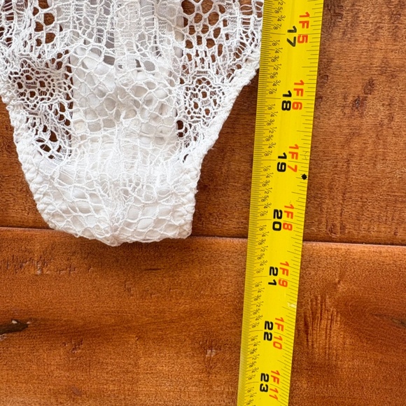 Victoria's Secret Sheer Fishnet Mesh Teddy Babydoll Bodysuit M White/Navy-Blue - Picture 9 of 12